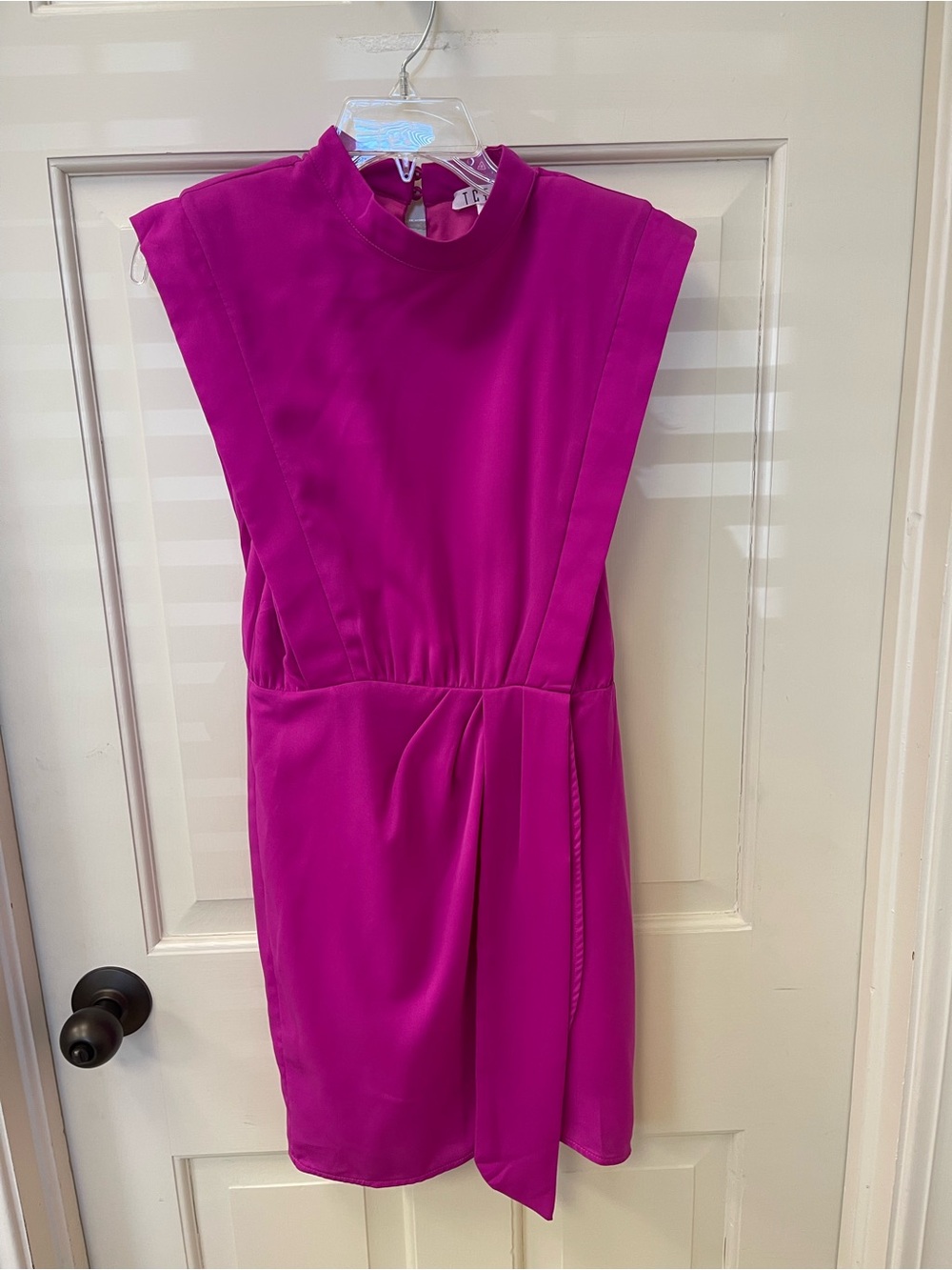 TCEC Fuchsia Mock-Neck Cap-Sleeve Mini Dress